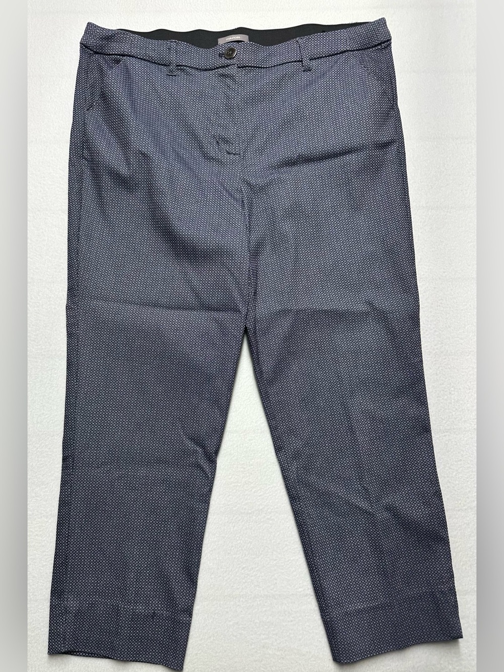 Maurices XL Navy Textured Geometric Ankle Pants Stretch Career Trousers